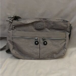 Kipling Taupe Gray Crossbody Bag with Front Zip Pockets
